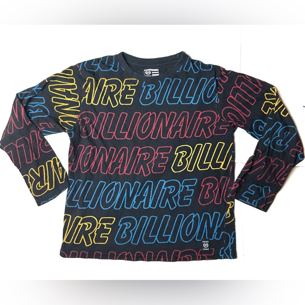 Phat Farm‎ Boys Youth XL 18 100% Cotton Long Sleeve Graphic Tee Billionaire